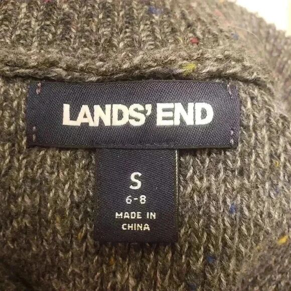 LANDS' END Women's Navy/Gray Cotton Blend Long-Sleeve Pullover - Picture 10 of 10